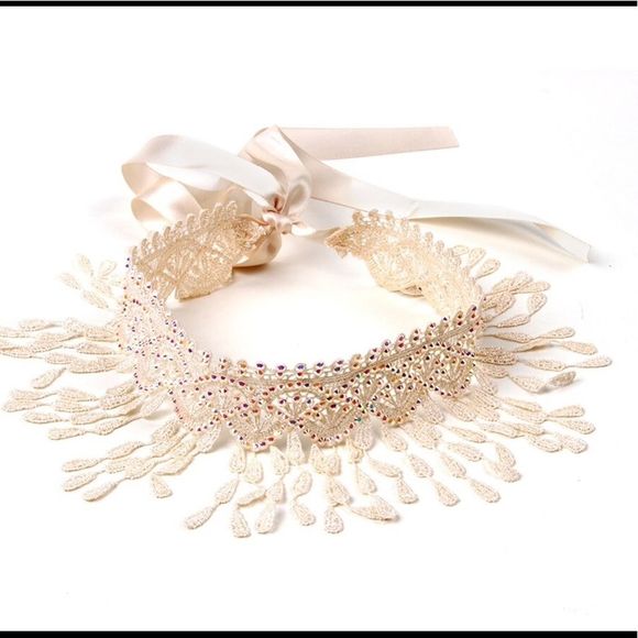 Swarovski Crystals, Iridescence, Lace & Ribbons—Necklace. New!! - Picture 1 of 2